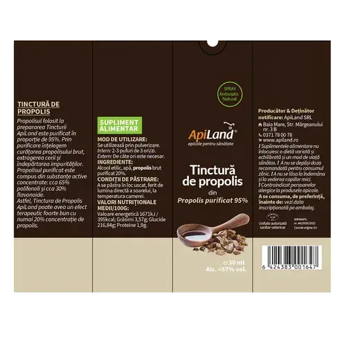 Tinctură de propolis purificat 95% Spray | ApiLand