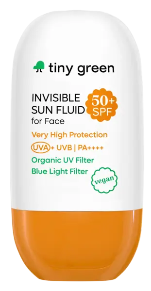 Tiny Green crema fluidă solară, invizibila 50+ SPF, vegană 50 ml