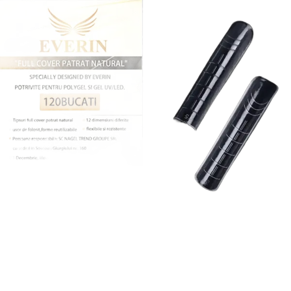 Tipsuri reutilizabile Patrat Natural Full Cover Everin – 120 Buc | 12 Mărimi