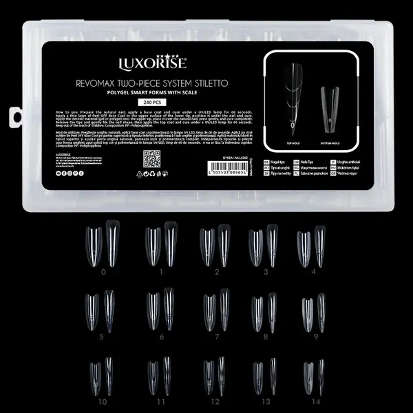 Tipsuri Reutilizabile REVOMAX Two-Piece System Stiletto LUXORISE pentru Polygel si Gel
