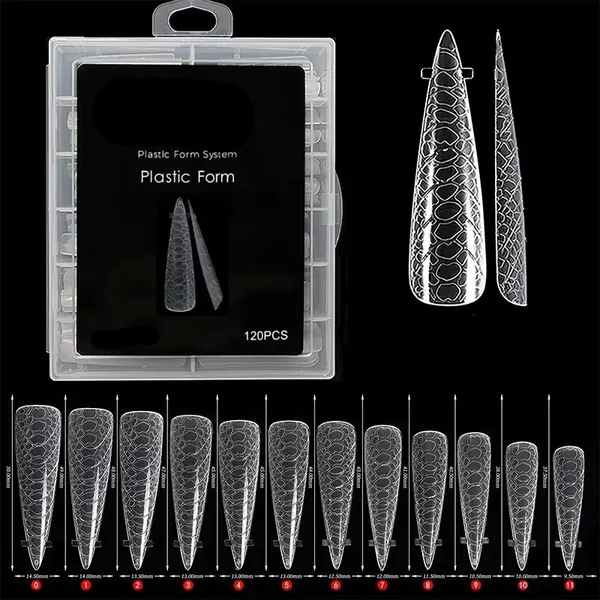 Tipsuri reutilizabile snake skin Marquise, TIPS24, Stiletto, 120 buc