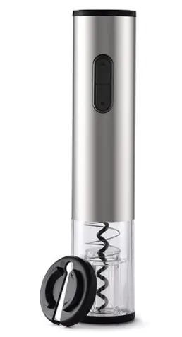 Tirbuson electric pentru sticle de vin cu dispozitiv inlaturare sigiliu Argintiu