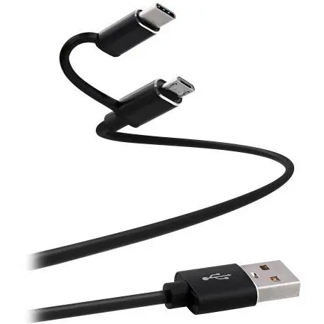 Tnb CABLU alimentare si date TNB, USB la microUSB+USB-C charge, synchro, 1m, Negru TCUSB2IN1