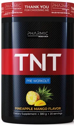 TNT Pre-Workout, ananas și mango, 380 g, Pharmic Research