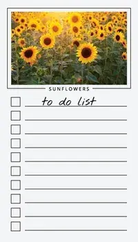 To Do List Notepad: Sunflowers, Checklist, Task Planner for Grocery Shopping, Planning, Organizing, Paperback/***
