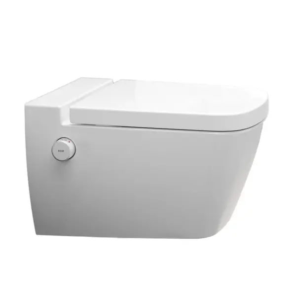 Toaleta suspendata TECEone cu functie de bideu, apa rece, Rimless, alb si capac inclus