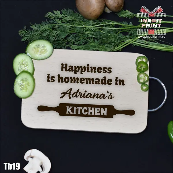 Tocator personalizat cu maner Happiness TB19