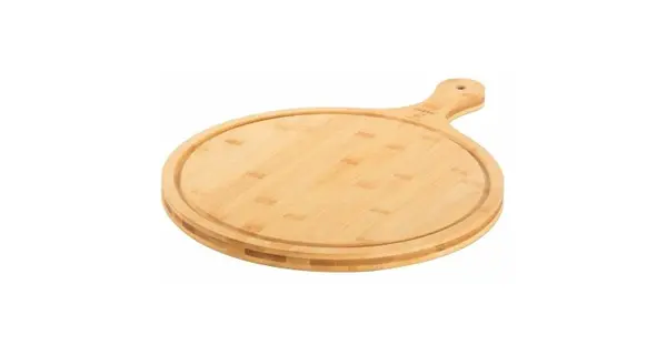 Tocator sau platou de servire din bambus cu maner pentru pizza 35 x 2cm Cozze 90316