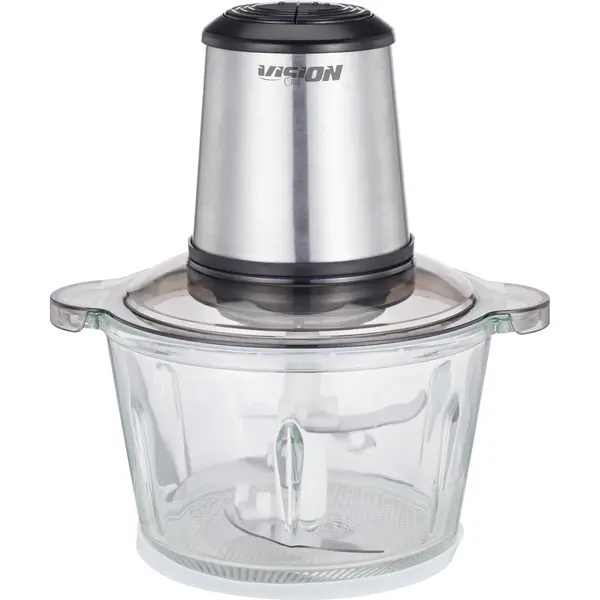 Tocator Vision Chef VC1-201N, 450W, 2 trepte viteze + Pulse, Bol sticla 2l, 4 lame otel inoxidabil, Protectie supraincarcare, Negru/Argintiu