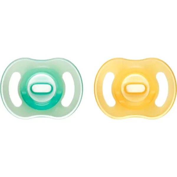 Tommee Tippee Ultra Light Night suzetă Yellow/ Green 0-6m 2 buc