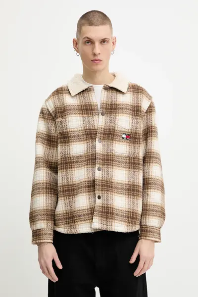 Tommy Jeans geacă cu aspect de cămașă