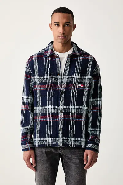 Tommy Jeans geacă tip cămașă pentru bărbați din bumbac