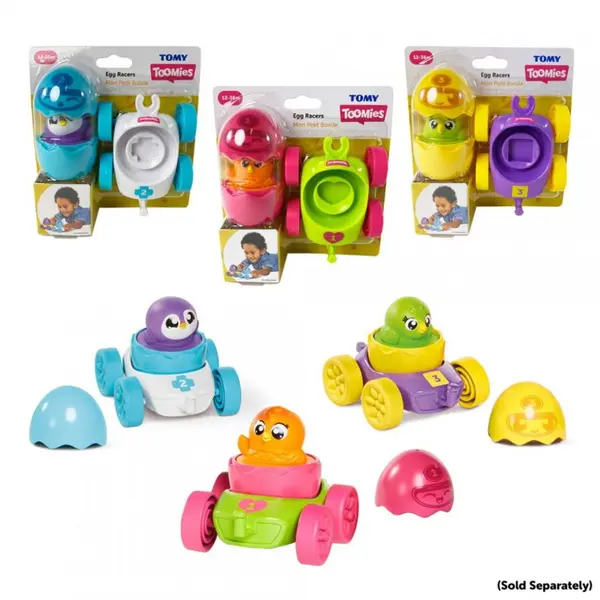 TOMY Masinute de curse cu oua colorate