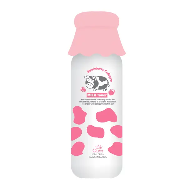 Toner facial cu lapte si colagen & capsuni, 120ml, Quret