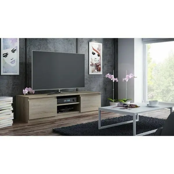 TOP E SHOP Comoda TV Top E Shop, 2 rafturi, PAL, Stejar