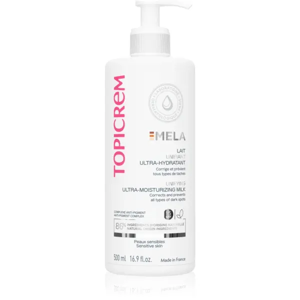 Topicrem MELA Unifying Ultra-Moisturizing Milk SPF15 lapte hidratant impotriva petelor SPF 15 500 ml