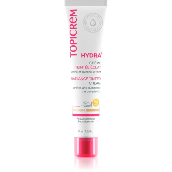 Topicrem UH FACE HYDRA+ Radiance Tinted Cream cremă hidratantă nuanțatoare SPF 40 culoare Medium 40 ml