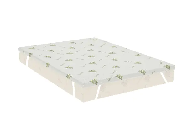 Topper Aloe Vera 120x200x5 cm, cu elastic, husa detasabila si lavabila, fermitate medie