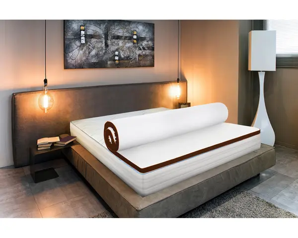 Topper Bedora Leon Dual Confort 160x200 cm, medie/moale, 8 cm, husa detasabila, lavabila, antialergica