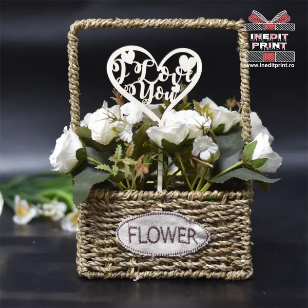 Topper Pentru Flori TF298 SET (100 BUC) Lemn natur, 7x7cm