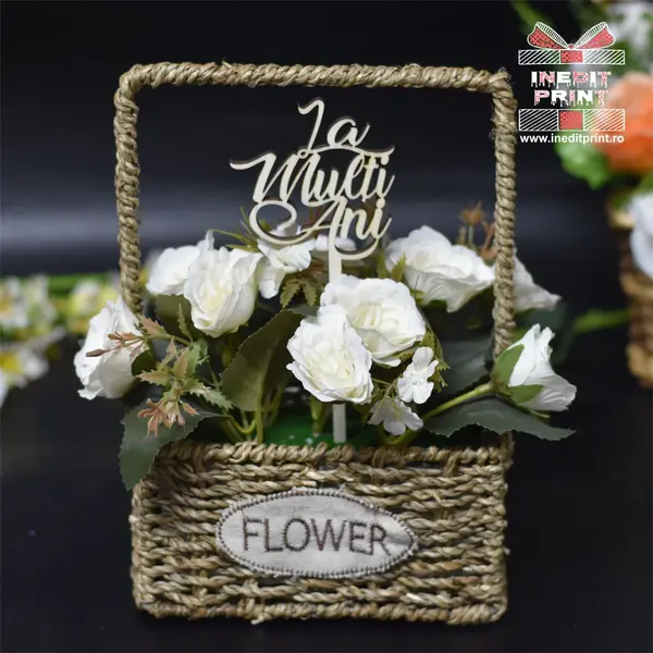 Topper Pentru Flori TF57 Lemn natur, 7x7cm