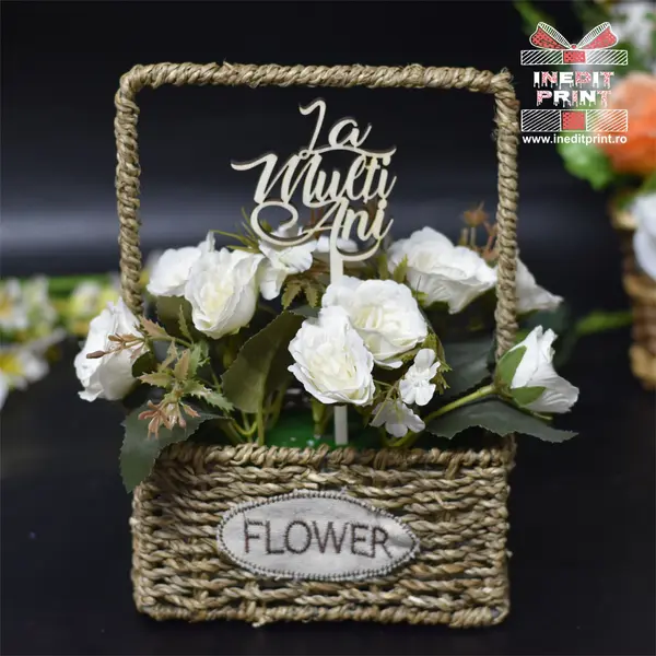 Topper Pentru Flori TF57 SET (5 BUC) Lemn natur, 15x15cm