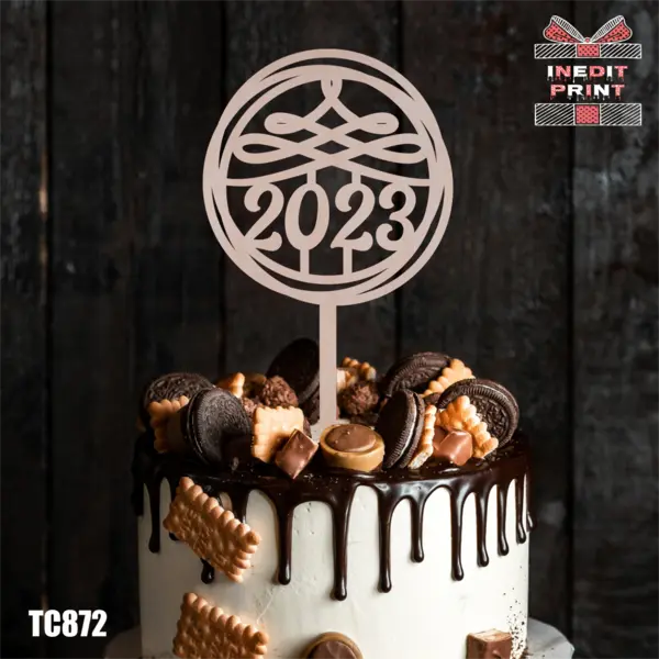 Topper Tort 2023 TC872 Lemn natur, 20x20cm