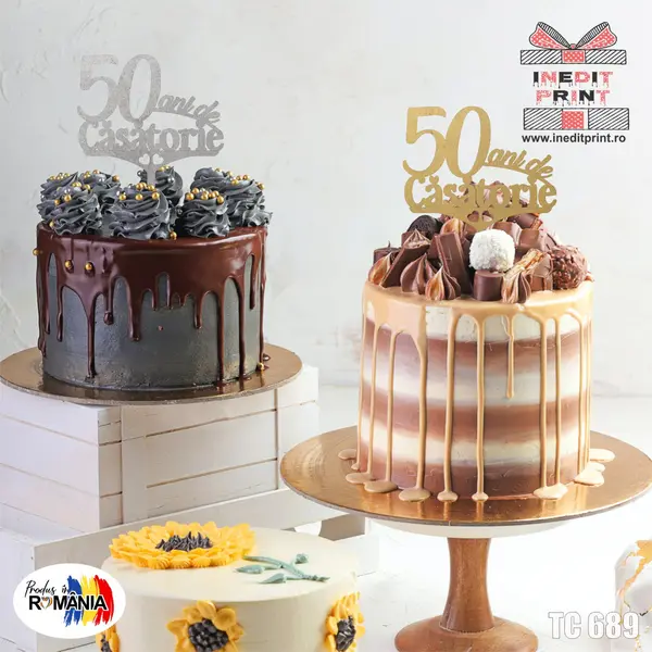 Topper Tort 50 ani de casatorie TC689 16x16cm