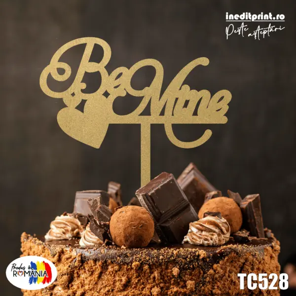 Topper tort Be mine TC528 Lemn natur, 8x8cm
