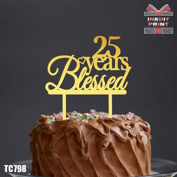 Topper Tort Blessed Years TC798 Lemn natur, 16x16cm