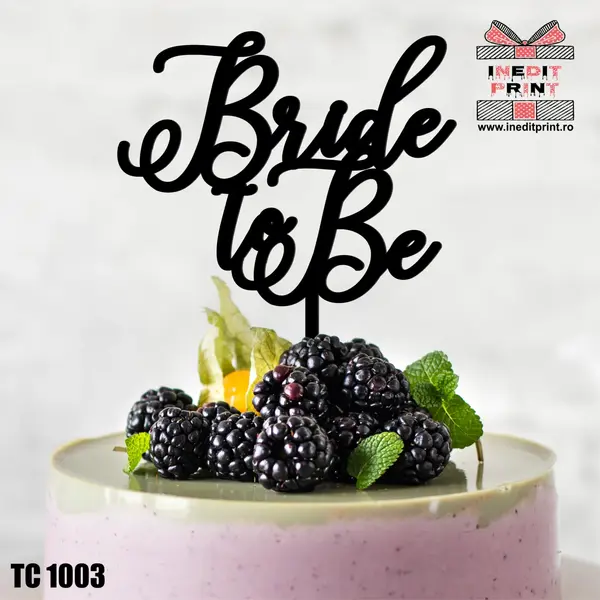 Topper tort Bride to Be TC1003 Lemn natur, 20x20cm