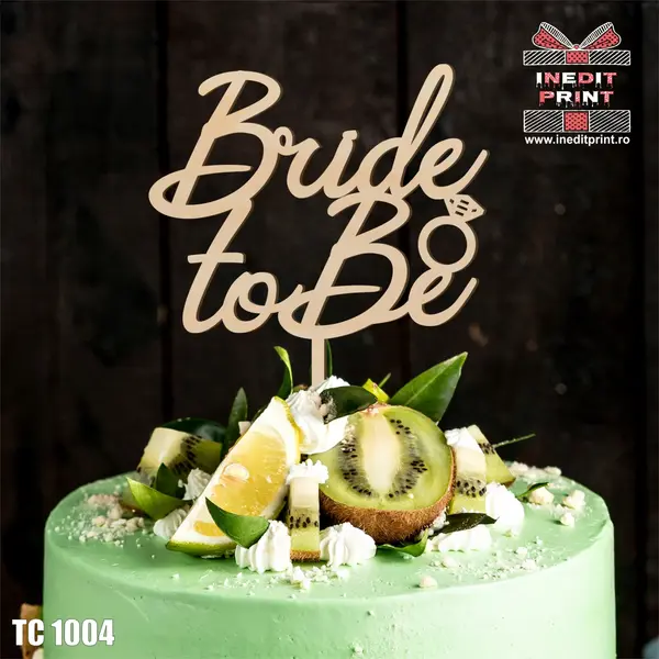 Topper tort Bride to Be TC1004 Lemn natur, 10x10cm