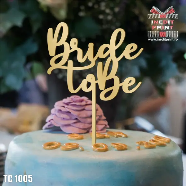 Topper tort Bride to Be TC1005 Lemn natur, 13x13cm