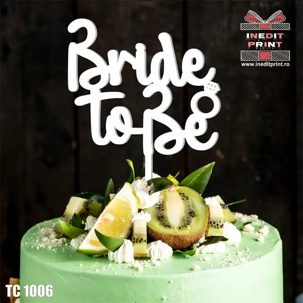 Topper tort Bride to Be TC1006 Lemn natur, 16x16cm