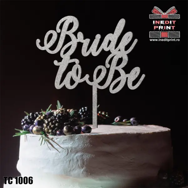 Topper tort Bride to Be TC1007 Lemn natur, 20x20cm