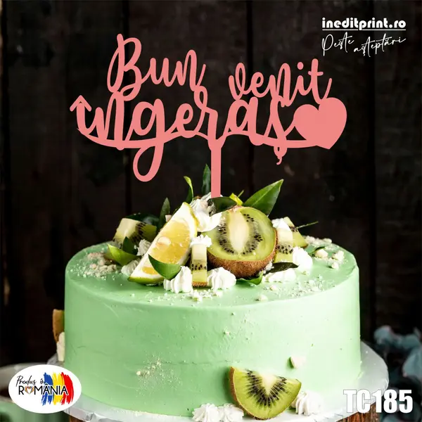 Topper Tort Bun venit ingeras TC185 Lemn natur, 20x20cm