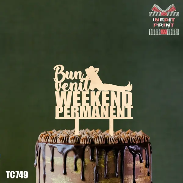 Topper Tort Bun Venit Weekend Permanent TC749 Lemn natur, 20x20cm