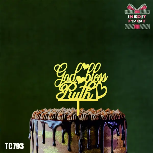 Topper Tort God bless you TC793 Lemn natur, 16x16cm