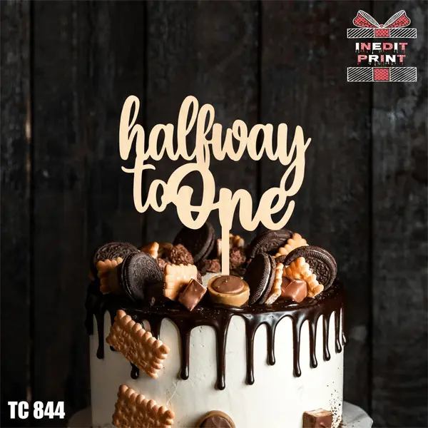 Topper Tort Half way to One TC 844 Lemn natur, 20x20cm