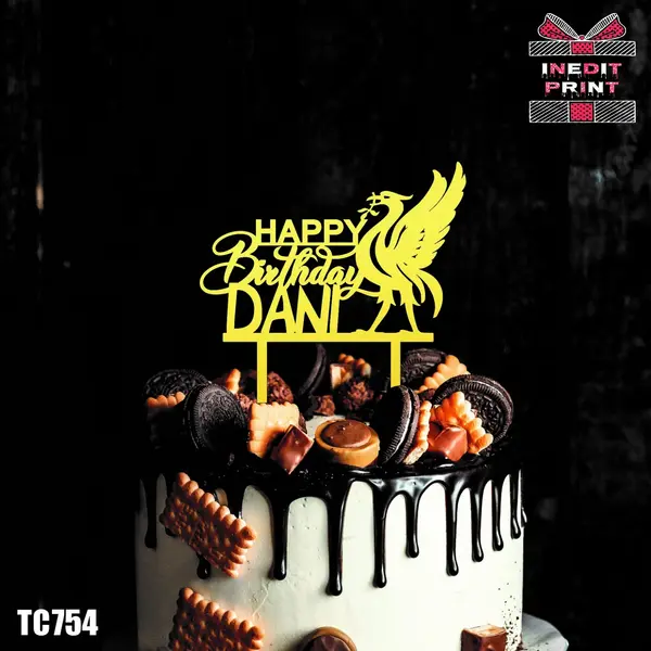 Topper Tort Happy Birthday TC754 Lemn natur, 20x20cm