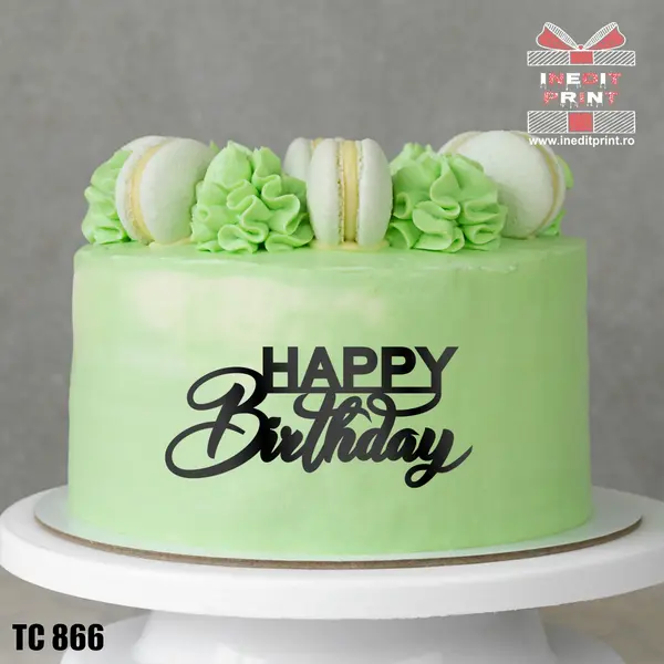 Topper Tort Happy Birthday TC866 Lemn natur, 13 cm