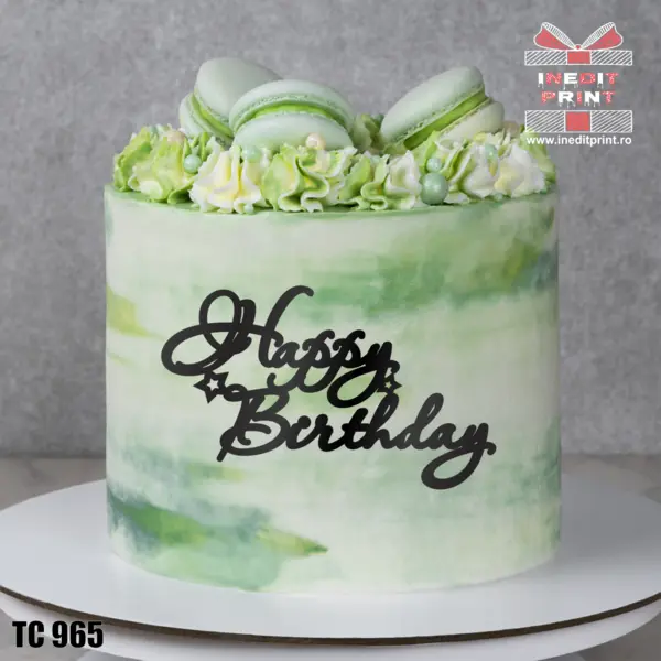 Topper Tort Happy Birthday TC965 Lemn natur, 8 cm