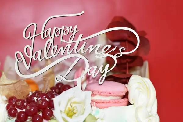 Topper Tort Happy Valentines Day TC10 Lemn natur, 16x13cm