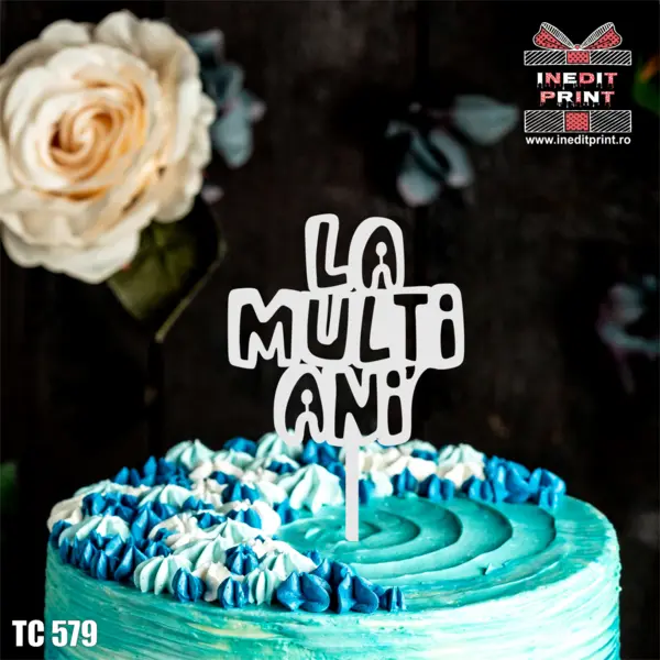 Topper tort La multi ani TC579 Lemn natur, 10x10cm