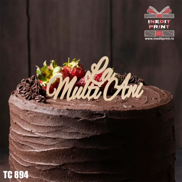 Topper Tort La Multi Ani TC894 Lemn natur, 8 cm