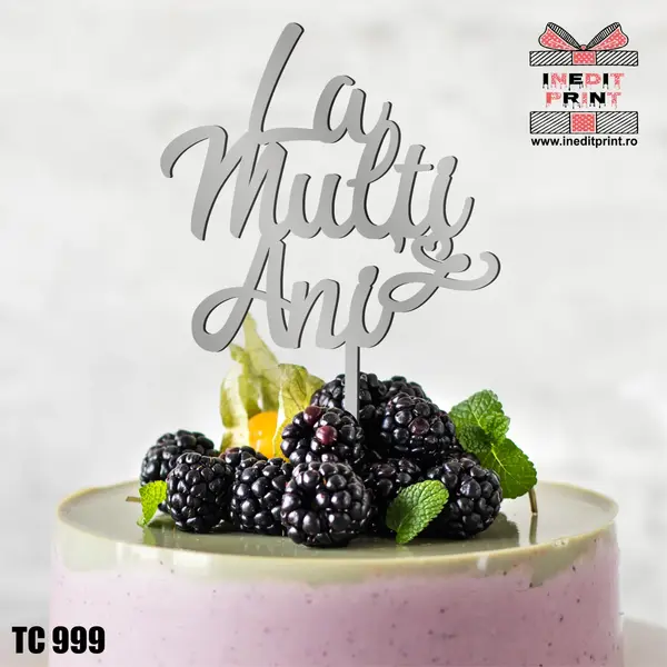 Topper Tort La multi ani TC999 Lemn natur, 8x8cm
