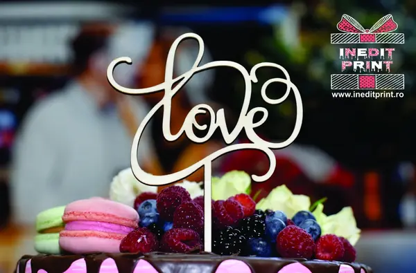 Topper Tort Love TC119 Lemn natur, 15x15cm