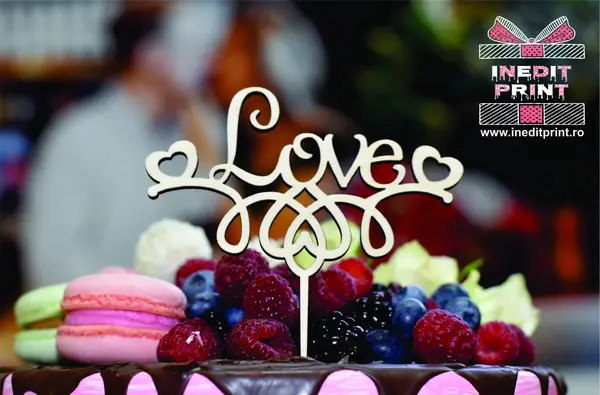 Topper Tort Love TC120 Lemn natur, 15x15cm