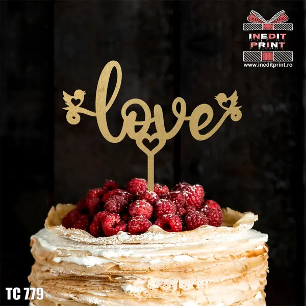 Topper Tort Love TC779 Lemn natur, 20x20cm
