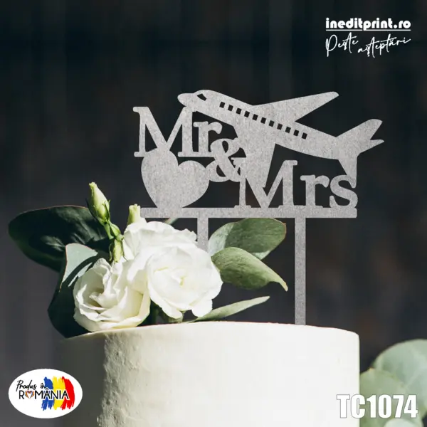 Topper Tort Mr and Mrs TC1074 Lemn natur, 13 cm